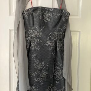 Monique Lhuillier charcoal gray silk cocktail dress size 6